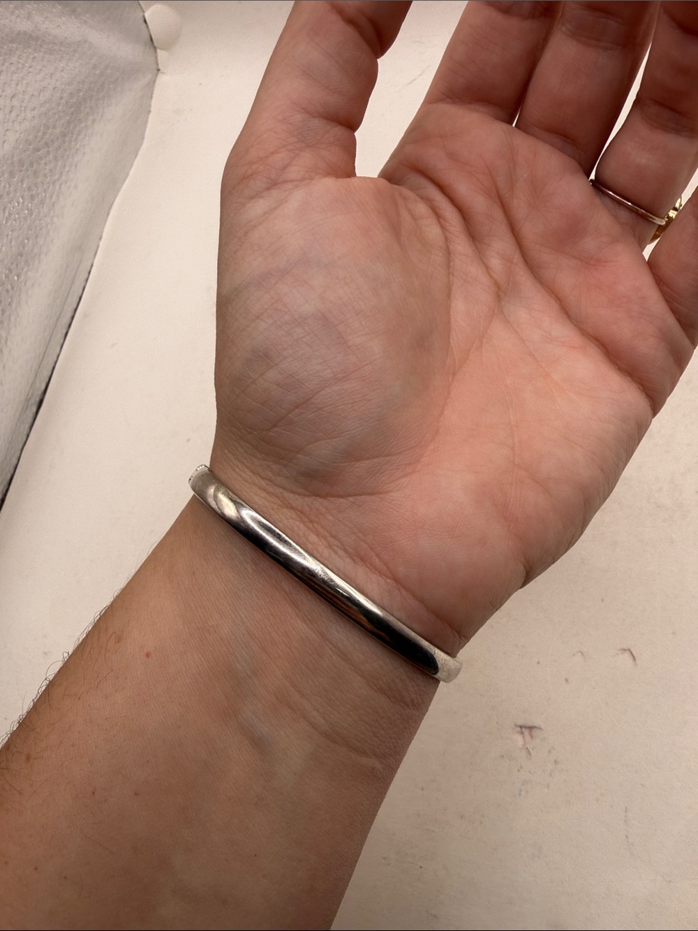 Vtg Silver 925 Hinged Bangle Bracelet Rainbow Opal Inlay Wavy Mexico Taxco? - Picture 13 of 16